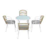 Gardeon Outdoor Dining Set 5 Piece Aluminum Table Chairs Setting White - Side View