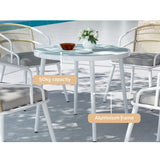 Gardeon Outdoor Dining Set 5 Piece Aluminum Table Chairs Setting White - Top-Down View