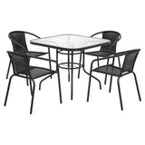Gardeon Outdoor Dining Set 5 Piece Steel Stackable Chairs Table Patio Furniture - Close-Up Angle