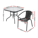 Gardeon Outdoor Dining Set 5 Piece Steel Stackable Chairs Table Patio Furniture - Front View