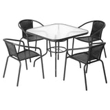 Gardeon Outdoor Dining Set 5 Piece Steel Stackable Chairs Table Patio Furniture - Side View