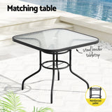Gardeon Outdoor Dining Set 5 Piece Steel Stackable Chairs Table Patio Furniture - Rear View