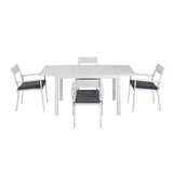 Gardeon Outdoor Dining Set 5 Piece Aluminum Extendable Table Setting White - Side View