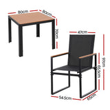 Gardeon 5PCS Outdoor Dining Set Table and Chairs Patio Garden Furniture Bistro Set - Side View