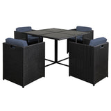 Gardeon Outdoor Dining Set 5 Piece Wicker Table Chairs Setting Black - Low Angle