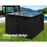 Gardeon Outdoor Dining Set 5 Piece Wicker Table Chairs Setting Black - Side View