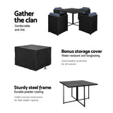 Gardeon Outdoor Dining Set 5 Piece Wicker Table Chairs Setting Black - Top-Down View