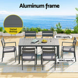 Gardeon Outdoor Dining Set 7 Piece Aluminum Table Chairs Setting Black - Side View