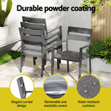 Gardeon Outdoor Dining Set 7 Piece Aluminum Table Chairs Setting Black - Top-Down View
