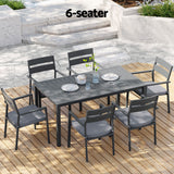 Gardeon Outdoor Dining Set 7 Piece Aluminum Table Chairs Setting Black - 45-Degree Angle