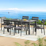 Gardeon Outdoor Dining Set 7 Piece Aluminum Table Chairs Setting Black - Rear View