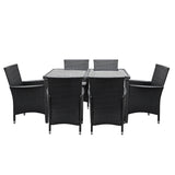 Gardeon Outdoor Dining Set 7 Piece Wicker Lounge Setting Black - Side View