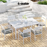 Gardeon Outdoor Dining Set 7 Piece Aluminum Table Chairs Setting White - Rear View