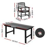 Gardeon 7 Piece Outdoor Dining Set Patio HDPE Table and Chairs Garden Furniture - Front View