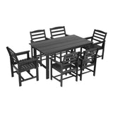 Gardeon 7 Piece Outdoor Dining Set Patio HDPE Table and Chairs Garden Furniture - Side View