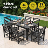 Gardeon 7 Piece Outdoor Dining Set Patio HDPE Table and Chairs Garden Furniture - Top-Down View