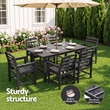 Gardeon 7 Piece Outdoor Dining Set Patio HDPE Table and Chairs Garden Furniture - Rear View