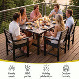 Gardeon 7 Piece Outdoor Dining Set Patio HDPE Table and Chairs Garden Furniture - Low Angle