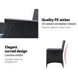 Gardeon Outdoor Dining Set 9 Piece Wicker Lounge Setting Black - Rear View
