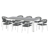 Gardeon Outdoor Dining Set 9 Piece Steel Table Chairs Setting White - Close-Up Angle