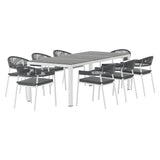 Gardeon Outdoor Dining Set 9 Piece Steel Table Chairs Setting White - Side View