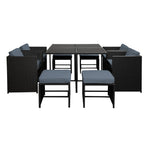 Gardeon Outdoor Dining Set 9 Piece Wicker Table Chairs Setting Black, image 3