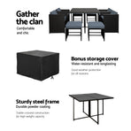Gardeon Outdoor Dining Set 9 Piece Wicker Table Chairs Setting Black, image 5