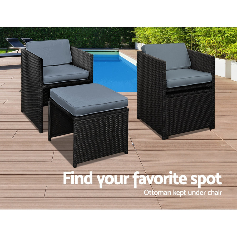 Gardeon Outdoor Dining Set 9 Piece Wicker Table Chairs Setting Black, image 6