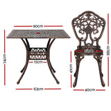 Gardeon Outdoor Dining Set 5 Piece Chairs Table Cast Aluminum Patio Brown - Front View
