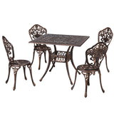 Gardeon Outdoor Dining Set 5 Piece Chairs Table Cast Aluminum Patio Brown - Side View