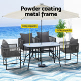 Gardeon 5PCS Outdoor Dining Set Table and Chairs Rope Patio Furniture Garden Black - Top-Down View