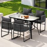 Gardeon 5PCS Outdoor Dining Set Table and Chairs Rope Patio Furniture Garden Black - Close-Up Angle