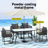 Gardeon 5PC Outdoor Dining Set Table and Chairs Patio Furniture Garden Bistro Set Black - Top-Down View