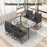 Gardeon 5PC Outdoor Dining Set Table and Chairs Patio Furniture Garden Bistro Set Black - Rear View