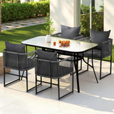 Gardeon 5PC Outdoor Dining Set Table and Chairs Patio Furniture Garden Bistro Set Black - Close-Up Angle