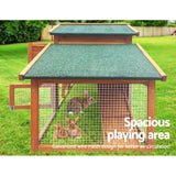 i.Pet Chicken Coop Rabbit Hutch 169cm x 52cm x 72cm Large House Outdoor Wooden Run Cage - 45-Degree Angle