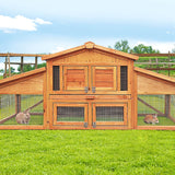i.Pet Chicken Coop Rabbit Hutch 169cm x 52cm x 72cm Large House Outdoor Wooden Run Cage - Low Angle