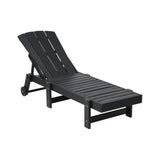 Gardeon Sun Lounge Beach Chair HDPE Adirondack Lounger Patio Outdoor Furniture with Wheels Black - Side View