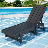 Gardeon Sun Lounge Beach Chair HDPE Adirondack Lounger Patio Outdoor Furniture with Wheels Black - Close-Up Angle