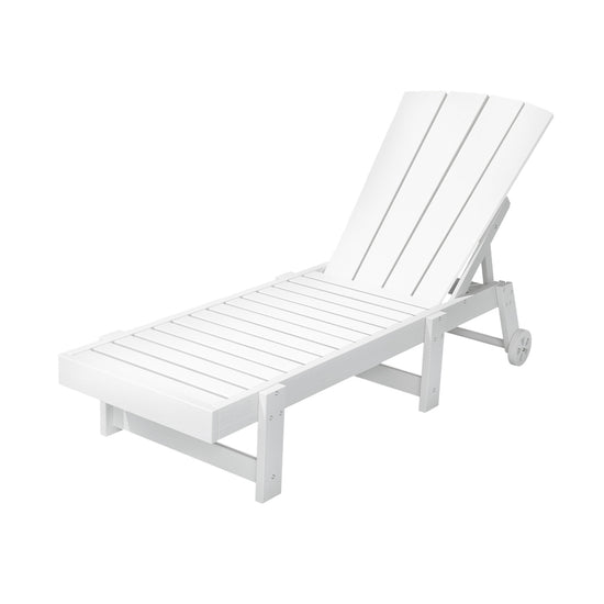 Gardeon Sun Lounge Beach Chair HDPE Adirondack Lounger Patio Outdoor Furniture with Wheels White