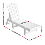 Gardeon Sun Lounge Beach Chair HDPE Adirondack Lounger Patio Outdoor Furniture with Wheels White - Front View
