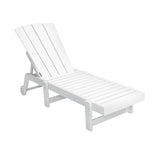 Gardeon Sun Lounge Beach Chair HDPE Adirondack Lounger Patio Outdoor Furniture with Wheels White - Side View