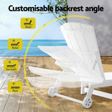 Gardeon Sun Lounge Beach Chair HDPE Adirondack Lounger Patio Outdoor Furniture with Wheels White
