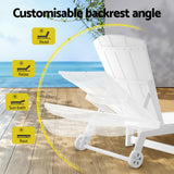 Gardeon Sun Lounge Beach Chair HDPE Adirondack Lounger Patio Outdoor Furniture with Wheels White - 45-Degree Angle