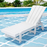 Gardeon Sun Lounge Beach Chair HDPE Adirondack Lounger Patio Outdoor Furniture with Wheels White - Close-Up Angle