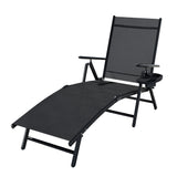 Gardeon Sun Lounge Outdoor Lounger Aluminium Folding Beach Chair Camping Patio - Close-Up Angle