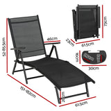 Gardeon Sun Lounge Outdoor Lounger Aluminium Folding Beach Chair Camping Patio - Front View