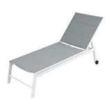 Gardeon Sun Lounger Chaise Lounge Wheels Patio Furniture Outdoor Setting White - Close-Up Angle