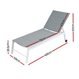 Gardeon Sun Lounger Chaise Lounge Wheels Patio Furniture Outdoor Setting White - Front View
