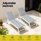 Gardeon Sun Lounger Chaise Lounge Wheels Patio Furniture Outdoor Setting White - Top-Down View